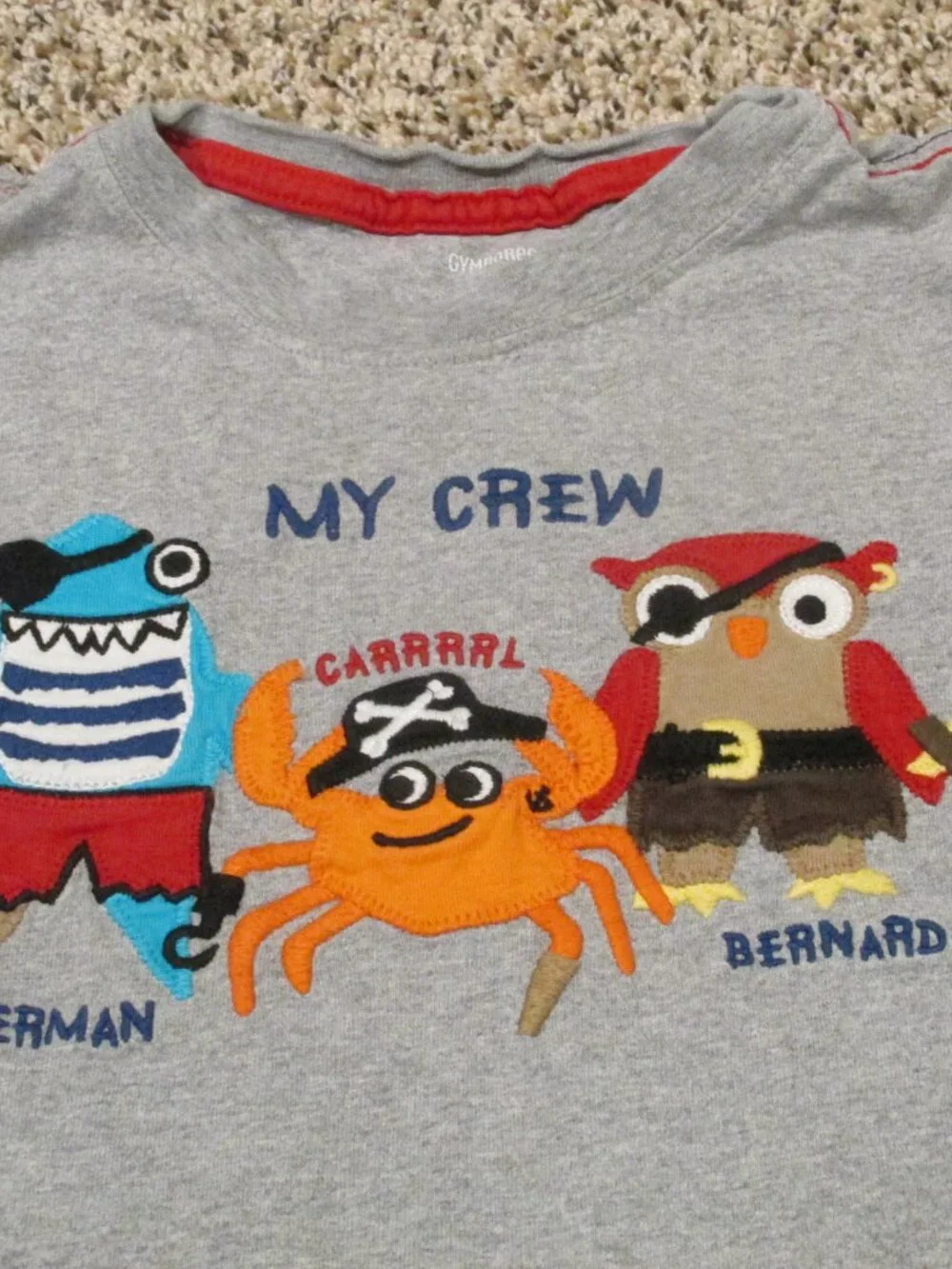 Gymboree Pullover T Shirt Toddler Boys Size 5T‎ Gray Crab Short Sleeve Crew Tee